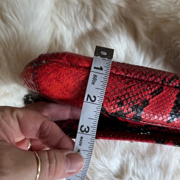 OrYANY Leather Snakeskin Style Red Shoulder Handbag Clutch New - Picture 9 of 11